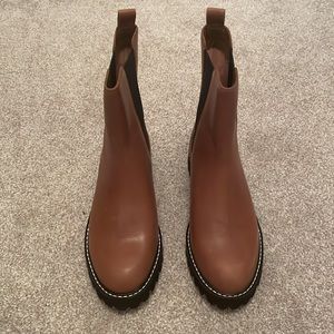 Jcrew Leather high shaft Chelsea lug sole boots